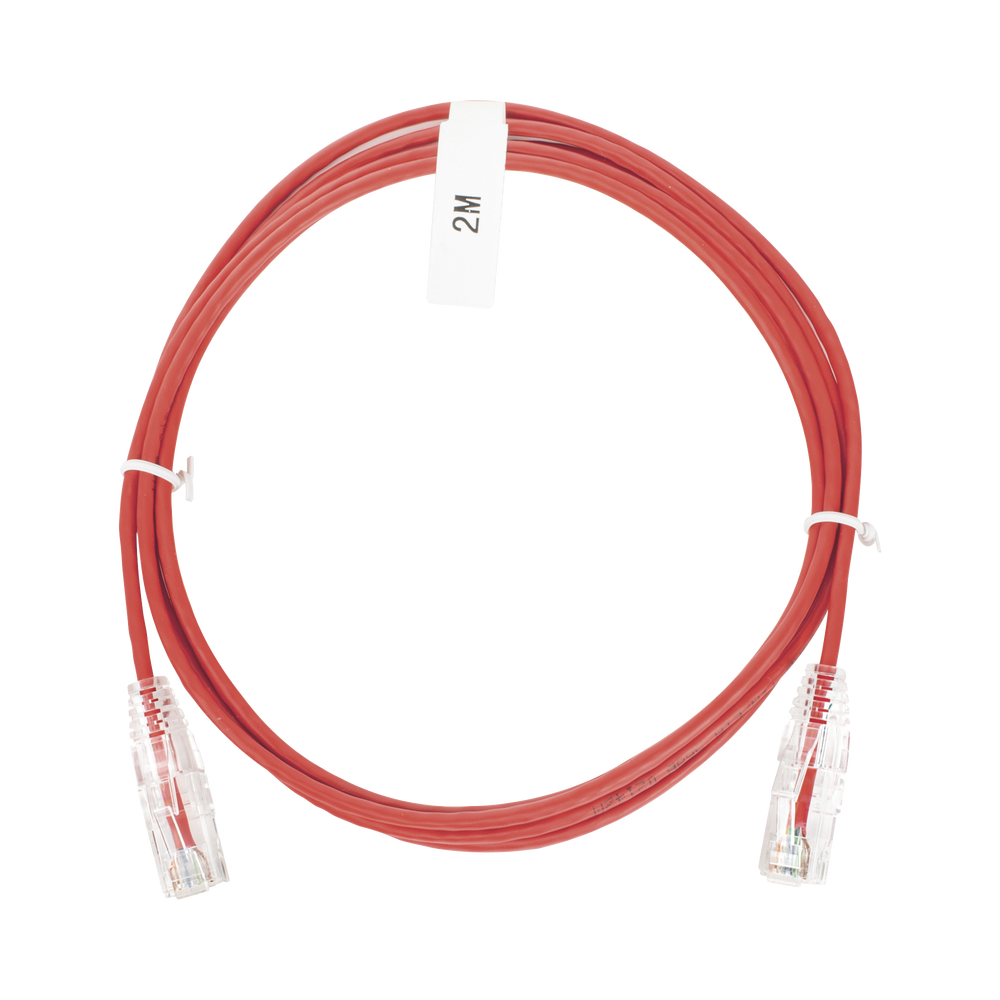 Cable de Parcheo Slim UTP Cat6 - 2 Metros (6.56 Pies) Rojo Di?metro Reducido (28 AWG)
