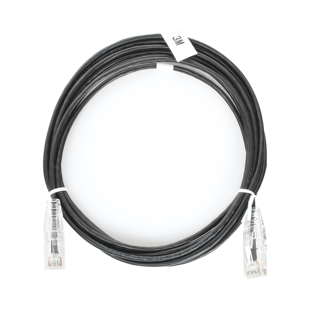 Cable de Parcheo Slim UTP Cat6 - 3 Metros (9.84 Pies) Negro Di?metro Reducido (28 AWG)