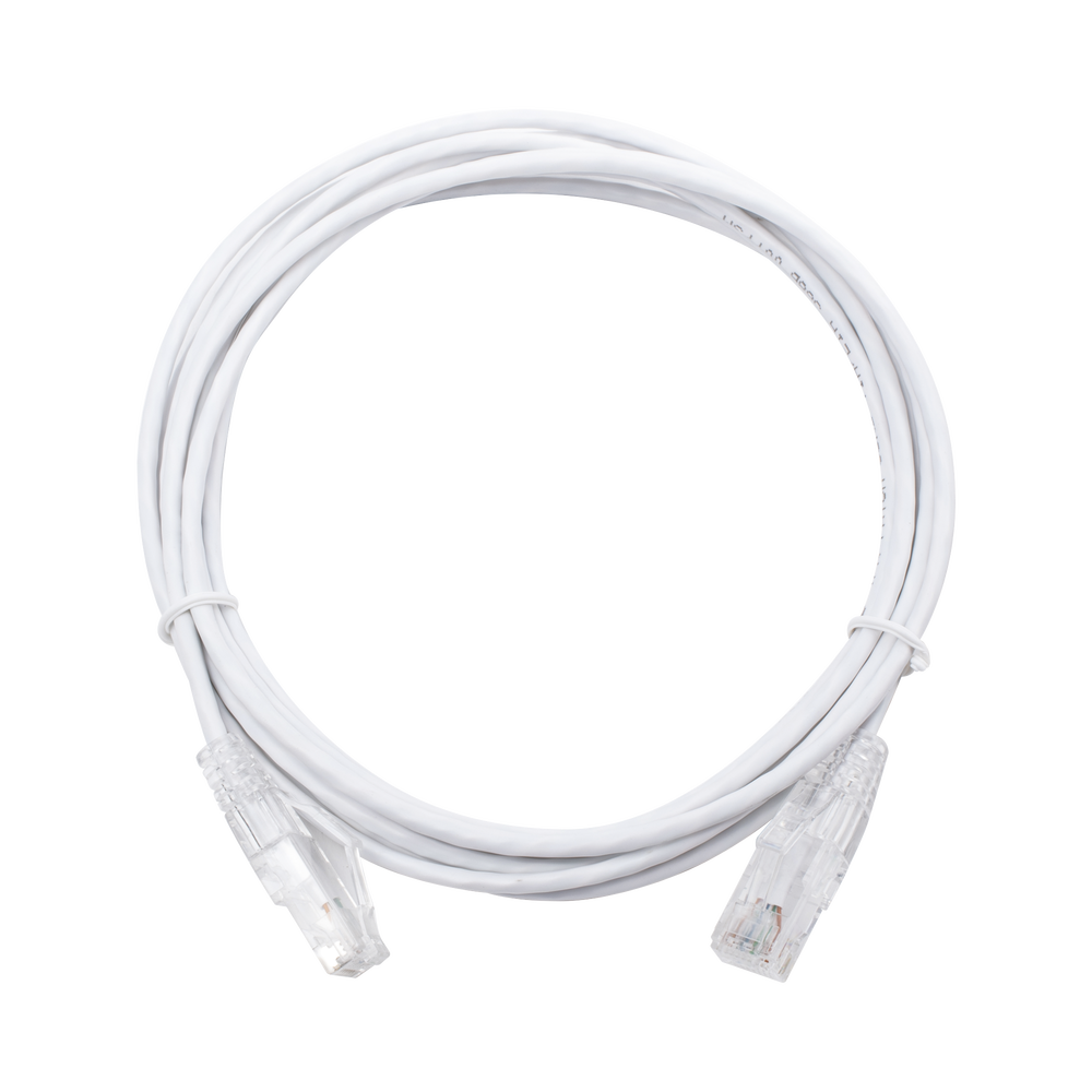 Cable de Parcheo Slim UTP Cat6 - 3 Metros (9.84 Pies) Blanco Di?metro Reducido (28 AWG)