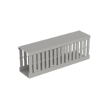 CANALETA RANURADA DE PVC CON TAPA, TIPO F, 49.5 MM DE ANCHO, 72.4 MM DE ALTO Y 2 M DE LARGO, COLOR GRIS