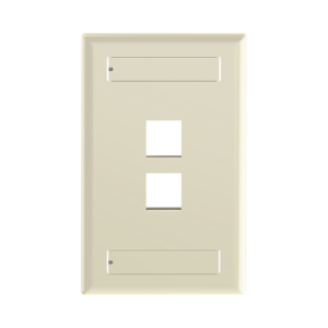 Placa de Pared Vertical, Salida Para 2 Puertos Keystone, Con Espacios Para Etiquetas, Color Marfil