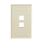 Placa de Pared Vertical, Salida Para 2 Puertos Keystone, Con Espacios Para Etiquetas, Color Marfil