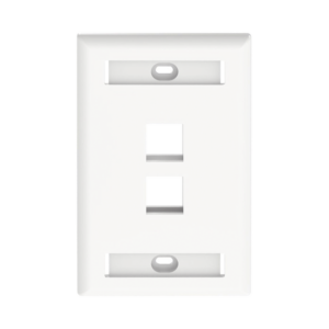 Placa de Pared Vertical, Salida Para 2 Puertos Keystone, Con Espacios Para Etiquetas, Color Blanco