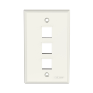 Placa de Pared Vertical, Salida Para 3 Puertos Keystone, Color Blanco Mate