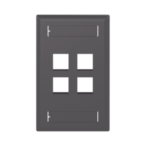 Placa de Pared Vertical, Salida Para 4 Puertos Keystone, Con Espacios Para Etiquetas, Color Negro