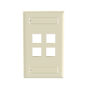 Placa de Pared Vertical, Salida Para 4 Puertos Keystone, Con Espacios Para Etiquetas, Color Marfil