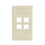 Placa de Pared Vertical, Salida Para 4 Puertos Keystone, Con Espacios Para Etiquetas, Color Marfil
