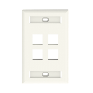 Placa de Pared Vertical, Salida Para 4 Puertos Keystone, Con Espacios Para Etiquetas, Color Blanco Mate