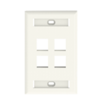 Placa de Pared Vertical, Salida Para 4 Puertos Keystone, Con Espacios Para Etiquetas, Color Blanco Mate