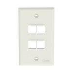 Placa de Pared Vertical, Salida Para 4 Puertos Keystone, Color Blanco Mate