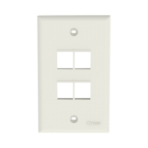 Placa de Pared Vertical, Salida Para 4 Puertos Keystone, Color Blanco Mate