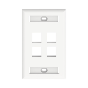 Placa de Pared Vertical, Salida Para 4 Puertos Keystone, Con Espacios Para Etiquetas, Color Blanco