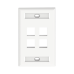 Placa de Pared Vertical, Salida Para 4 Puertos Keystone, Con Espacios Para Etiquetas, Color Blanco