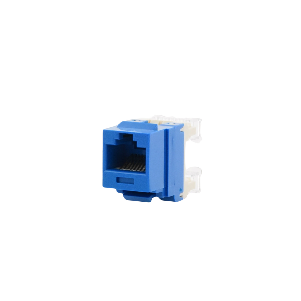 Conector Jack Estilo 110 (de Impacto), Tipo Keystone, Categor?a 6, de 8 Posiciones y 8 Cables, Color Azul