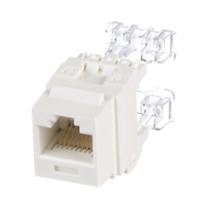 Conector Jack Estilo 110 (de Impacto), Tipo Keystone, Categor?a 6, de 8 Posiciones y 8 Cables, Color Blanco Mate