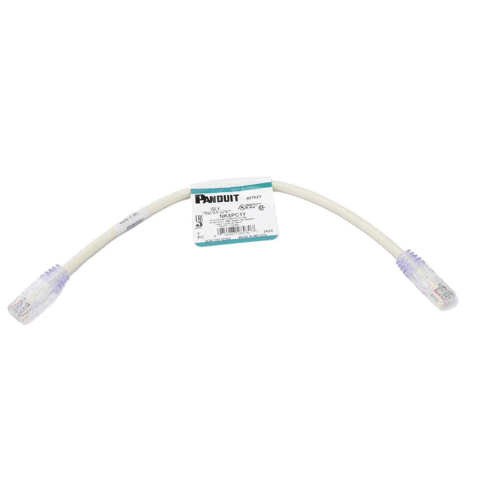 Cable de Parcheo UTP Categor?a 6, con Plug Modular en Cada Extremo - 0.3 Metros (1 Pie) - Blanco