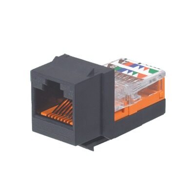 Conector Jack Estilo Leadframe, Tipo Keystone, Categor?a 5e, de 8 Posiciones y 8 Cables, Color Negro