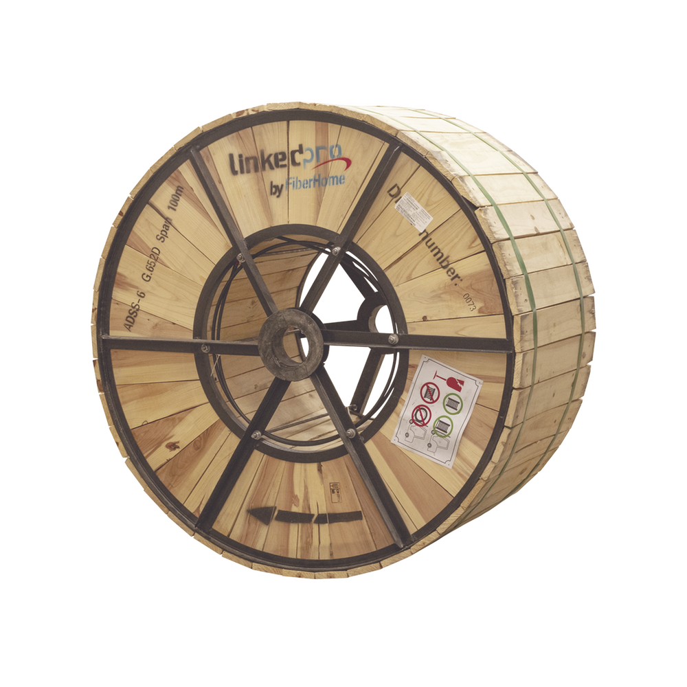 Carrete de 4 km de Fibra ?ptica A?rea (ADSS) G.652D, Monomodo de 24 Hilos, Exterior, Span 100, Loose Tube