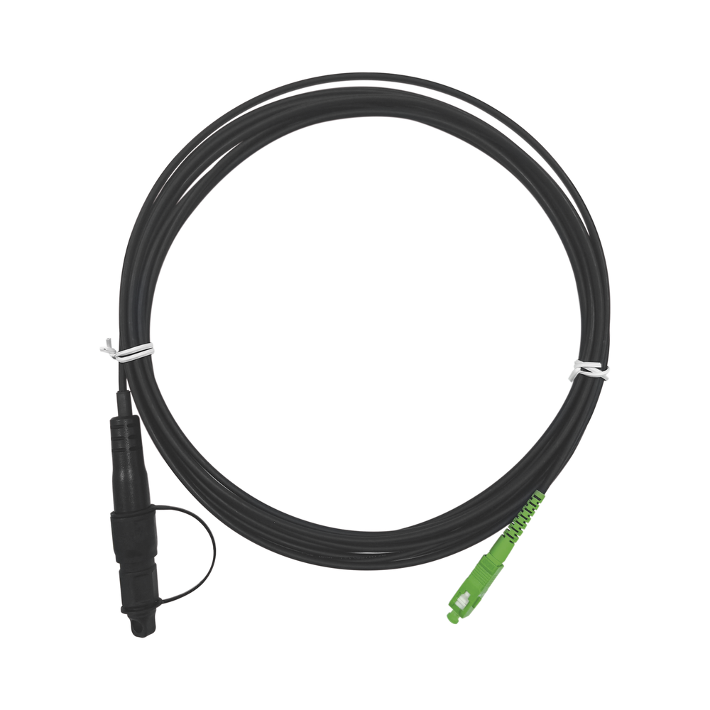 Jumper de Fibra ?ptica, Conector SC/APC - Conexi?n a Caja FDP460, Redondo, 5 Metros (16.40 Pies), Forro 3 mm, G657A2, Negro