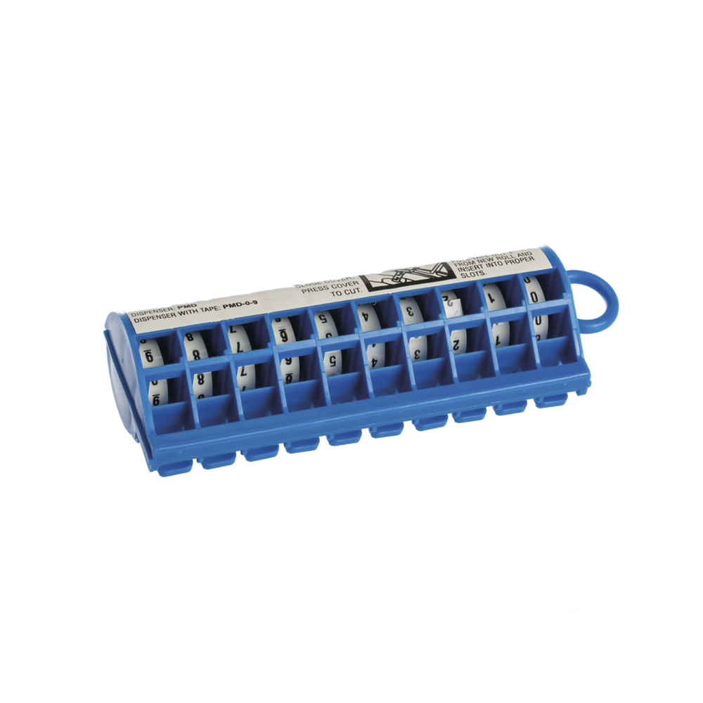 Dispensador de Etiquetas Marcadoras, Con Rollos Pre-Impresos con N?meros 0-9, de 2.4 Metros (7.87 Pies), Color Blanco