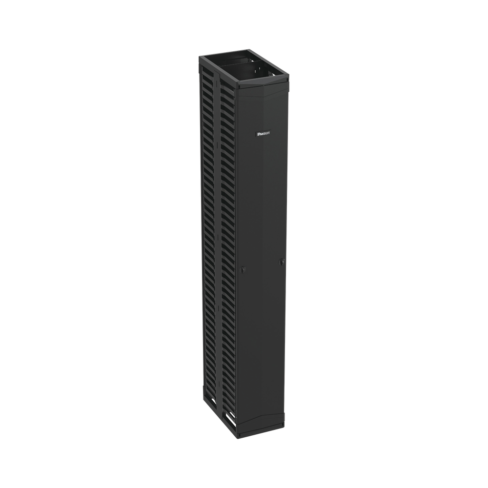 Organizador Vertical PatchRunner™, Doble (Frontal y Posterior), Para Rack Abierto de 45 Unidades, 12in de Ancho, Color Negro