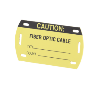 Kit de 5 Etiquetas Autolaminadas para Fibra ?ptica, Para Uso Interior/Exterior, Dimensiones de 90.42 x 52.32 mm (3.56 x 2.06 pulgadas), Color Negro con Amarillo