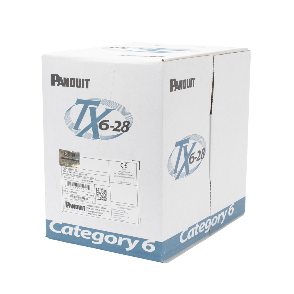 Bobina de Cable UTP 305 Metros (1000 Pies) de Cobre TX6-28?, Azul, Categor?a 6, Di?metro Reducido (28 AWG), CM/LSZH, de 4 Pares