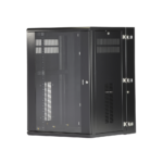 Gabinete PanZone de Montaje en Pared, de 19in, Puerta con Ventana de Seguridad, 18 UR, 635mm de Profundidad, Color Negro