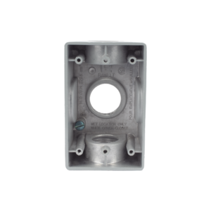 Caja Condulet FS de 1" (25.4 mm ) con tres bocas una arriba y una atrás a prueba de intemperie.