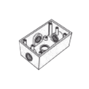 Caja Condulet FS de 1" (25.4 mm) con cuatro bocas a prueba de intemperie.