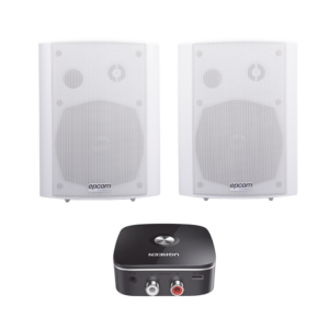 Kit Altavoces + Modulo Receptor BT | Montaje en Pared | 2x20W RMS | Material ABS y Reja Metálica | Bracket de Metal | Color Blanco