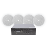 KIT de Amplificador de 120W para Escritorio | 4 Altavoces 6" | Montaje en Techo | 20W | 70/100V