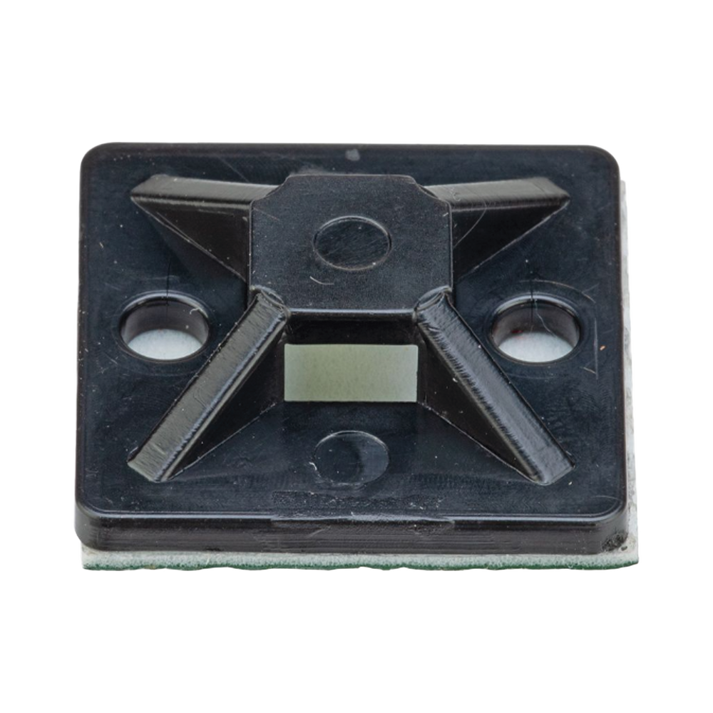Montaje-Sujetador Adhesivo STRONGHOLD de 4 Vías de 3/4" x 3/4" x 1/4", Color Negro,  Nylon 6.6 Retardante de Llamas V-2, Paquete de 100pz
