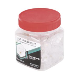 Bote con 100 Piezas de Plug Modular Tipo RJ11 de 4 Contactos Chapado de Oro a 50 Micras