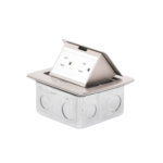 Mini Caja de Piso Rectangular en Acero Inoxidable con 2 Contactos El?ctricos (11000-21201) - Image 2