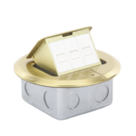 Mini Caja de Piso Redonda para Datos o Conectores Tipo Keystone, Color Bronce (3 Contactos) (11000-12102)