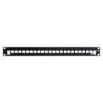 Patch Panel TERA-MAX Blindado de 24 Puertos, Modular (Vac?o), Plano, Color Negro, 1UR