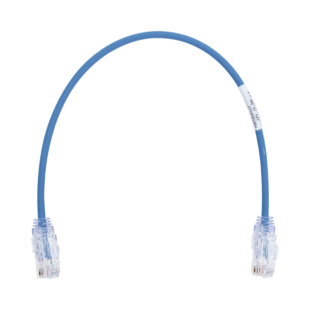 Cable de Parcheo TX6, UTP Cat6, Di?metro Reducido (28AWG), Color Azul, 0.3 Metros (1 Pie)
