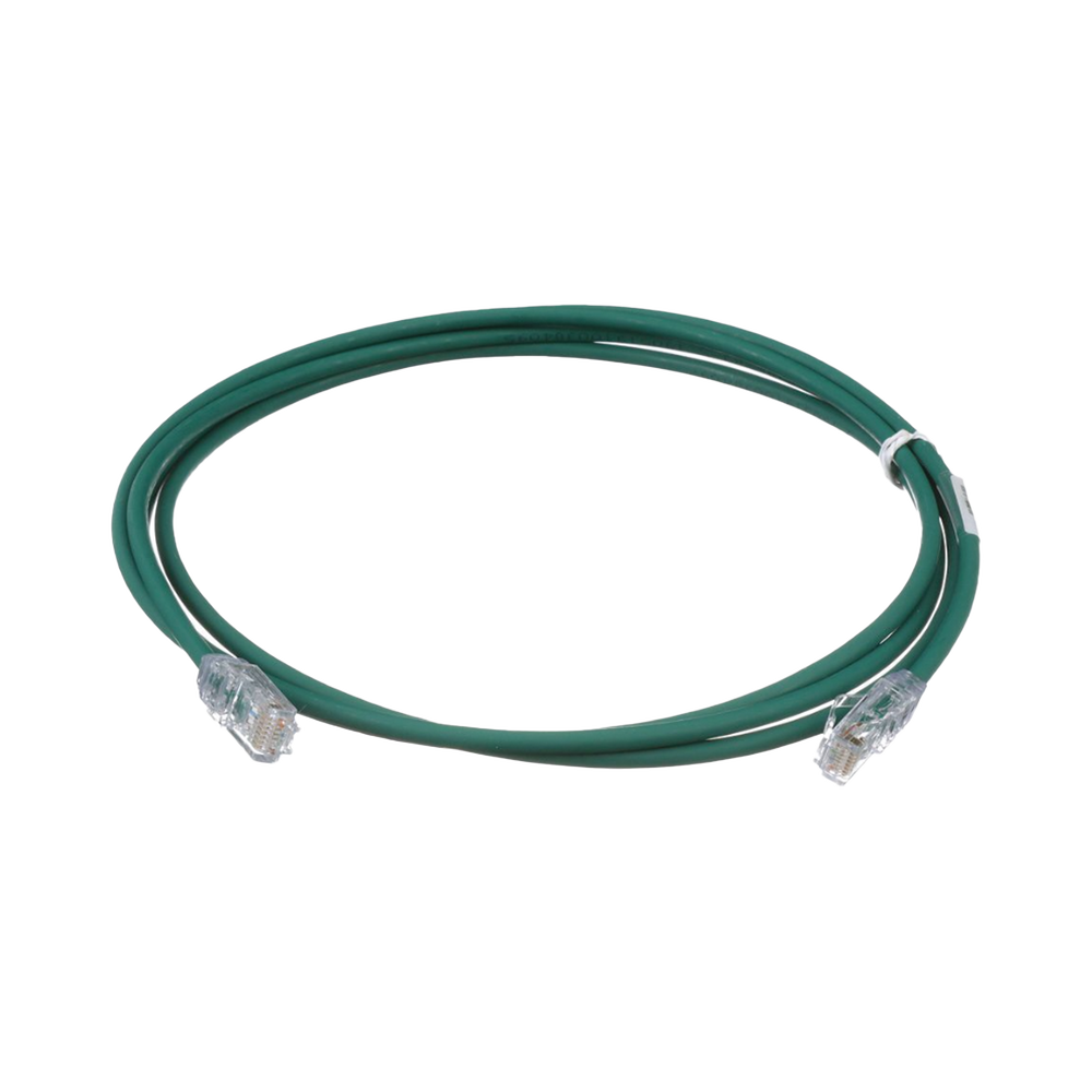Cable de Parcheo UTP Cat6A, CM/LSZH, Di?metro Reducido (28AWG), Color Verde, 2.13 Metros (7 Pies)