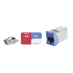 Jack Z-MAX Cat6A, Blindado, Montaje H?brido en Placa de Pared (Plano y Angulado), Color Azul