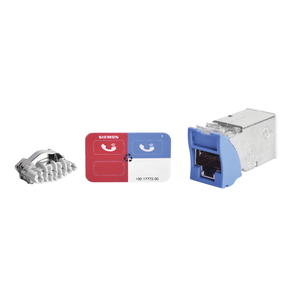 Jack Z-Max Cat6A, Blindado, Montaje H?brido en Placa de Pared (Plano y Angulado), Color Azul, Versi?n Bulk (Sin Empaque Individual)