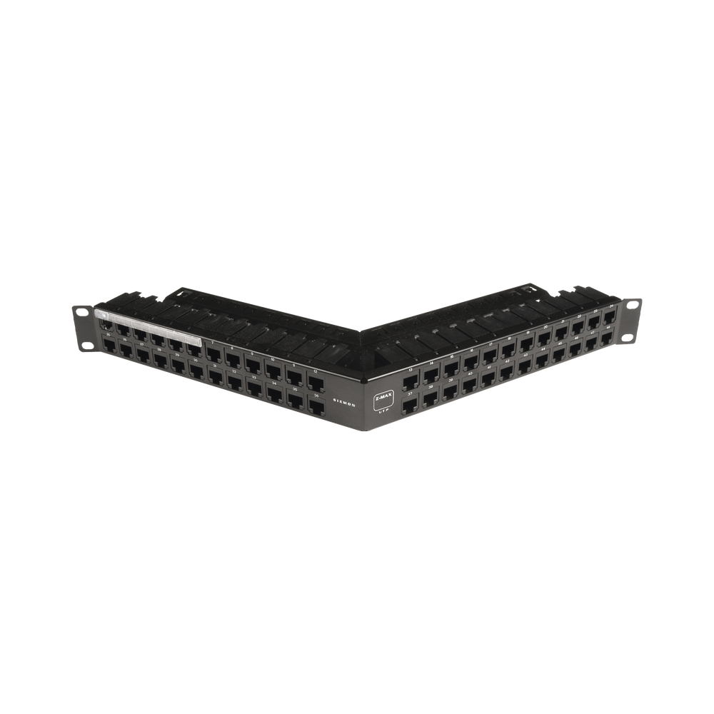 Patch Panel Z-Max de 48 Puertos, Blindado, Precargado con Jacks Categor?a 6A, Angulado, 1UR