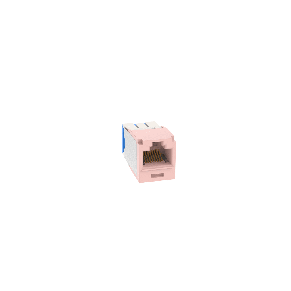 Conector Jack RJ45 Estilo TG, Mini-Com, Categor?a 6A, de 8 Posiciones y 8 Cables, Color Rosa