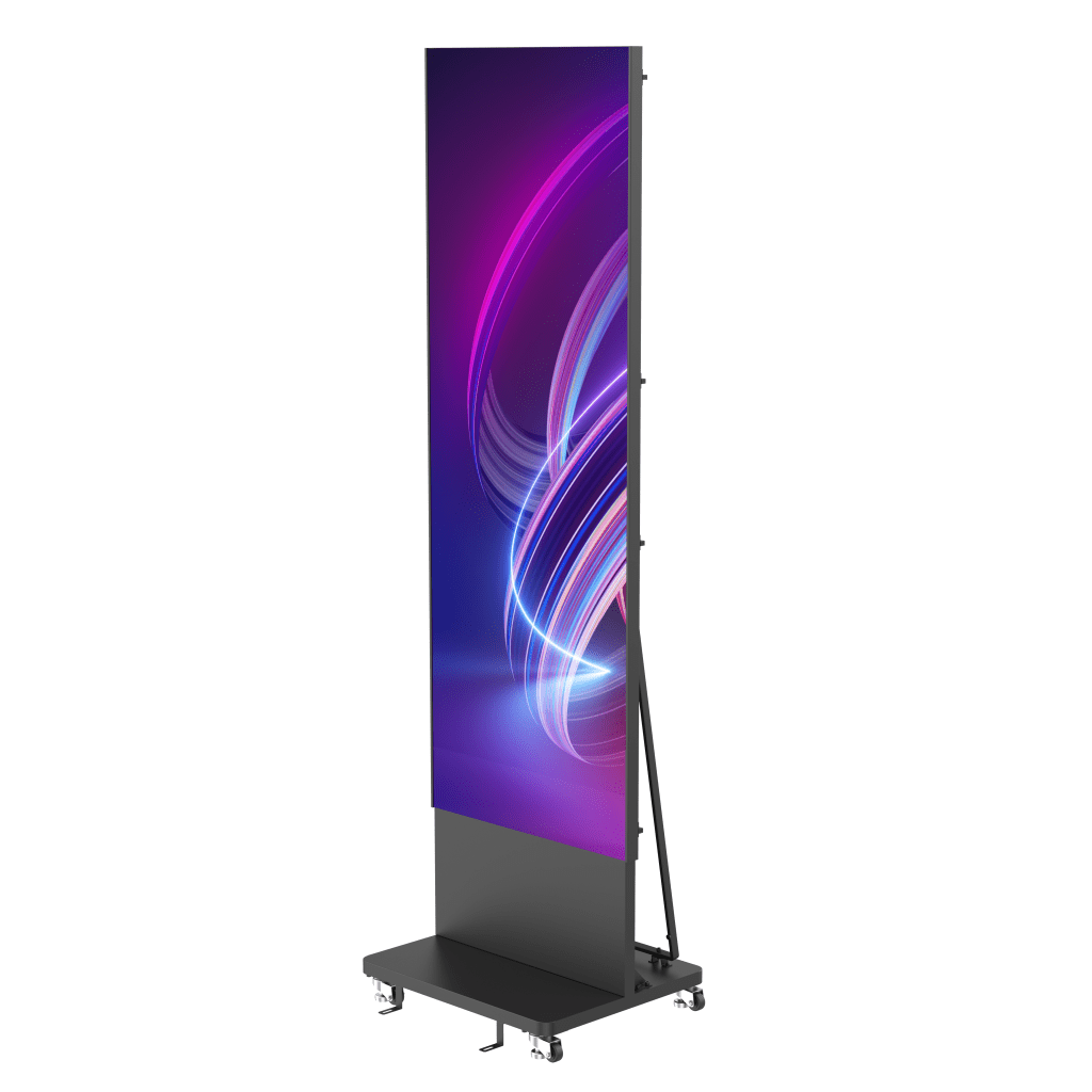 Poster LED de Piso / Pixel Pitch 1.2 mm / Modular (Puede Crecer con Mas Posters) / Case para Transporte / Uso en Interior / Calidad de Video Destacada