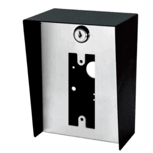 Gabinete para Montaje en Poste ENFORCER / Carcasa de Acero con Pintura en Polvo / Placa Frontal de Acero Inoxidable con Bisagra / IP65 Impermeable / Incluye Herrajes de Montaje y 2 Llaves / Compatible con Dispositivos de Formato Angosto y Ancha