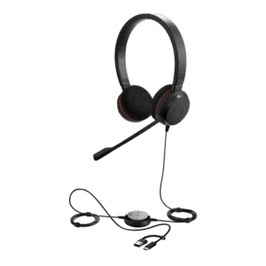 Jabra Evolve 20 DUO con Conexión USB C/A, Micrófono con Cancelación de Ruido de Ultima Generación, Configuración Plug and Play (4999-823-169)
