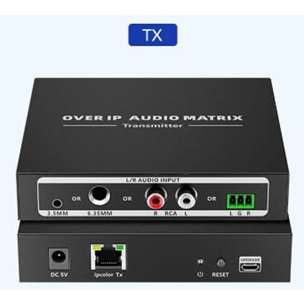 Transmisor Extensor Matriz de Audio IP TT-MOIP-A | HDMI sobre IP | Conexión Uno a Uno, Uno a Muchos y Muchos a Muchos | Distancia 120m Cat6/6A/7 | Múltiples Interfaces de Audio | Protección ESD y Rayos