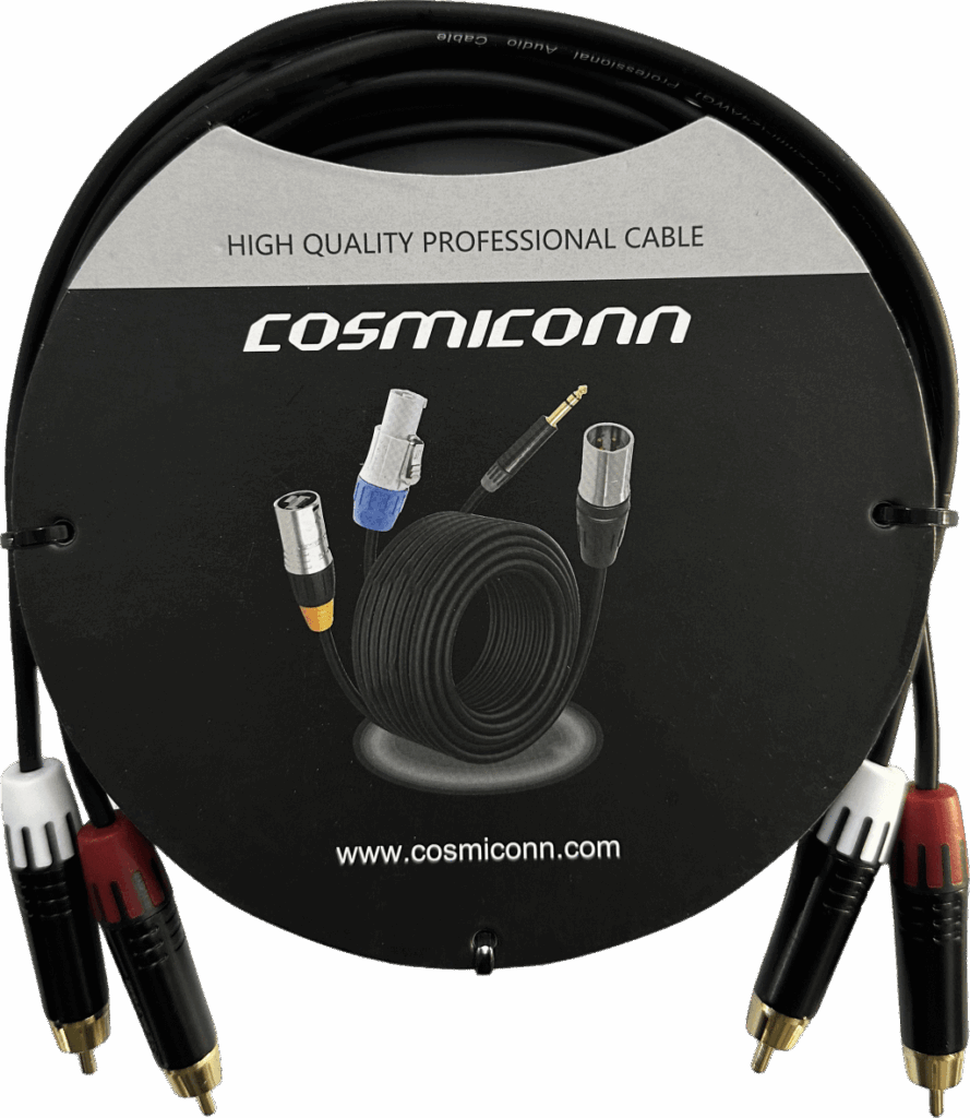 Cable 2 RCA x 2 RCA, conectores negros, con diferenciador de blanco y rojo (2x MT380-RD - 2x MT380-WH), length 3m