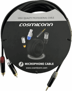 Cable 3.5mm a 2 RCA, conectores negros, con diferenciador de blanco y rojo en RCA MT380-RD - MT380-WH - MTP3C-BG, length 5m