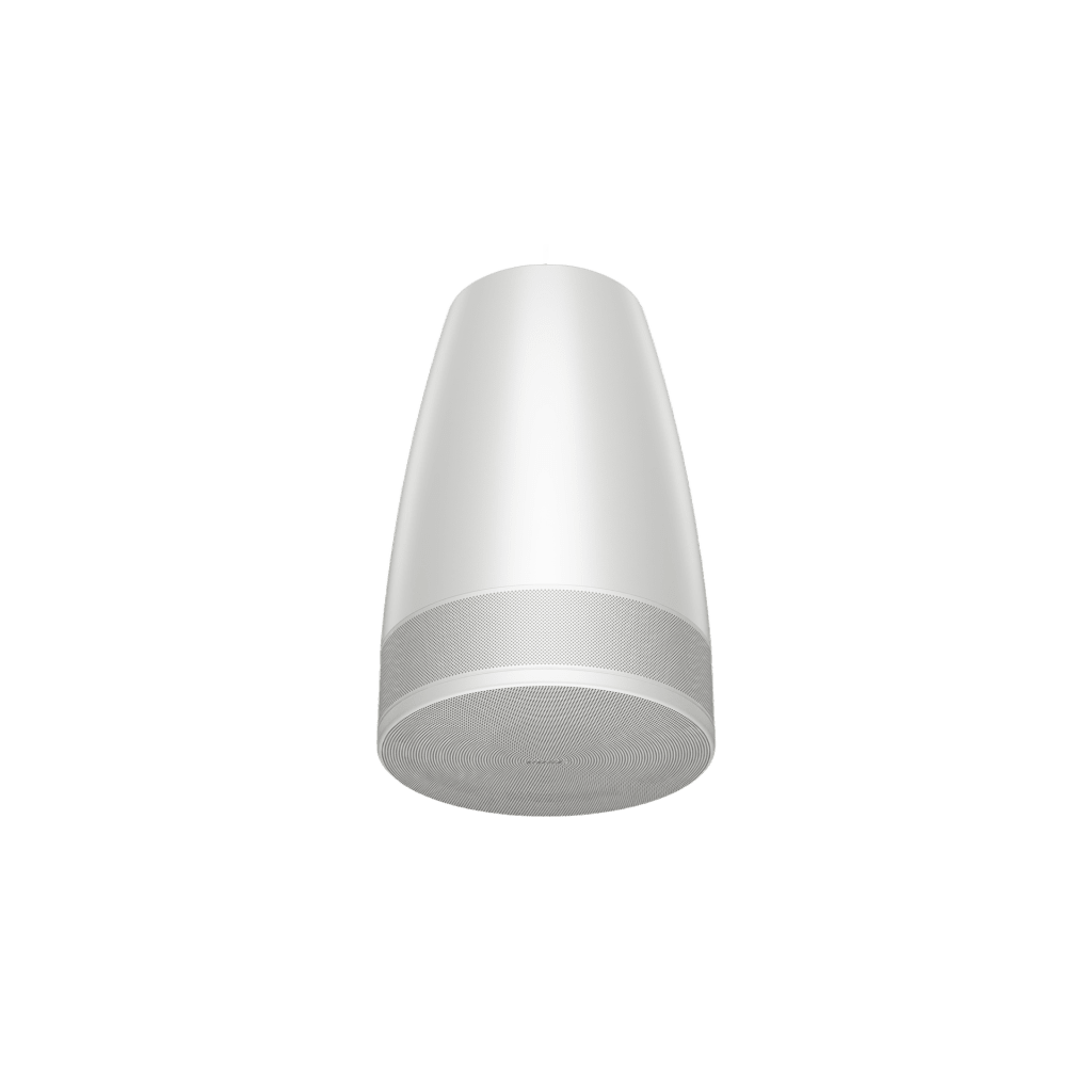 Altavoz Colgante Luna | Designmax | Sistema de Rango Extendido | Array Circular Ring Array™ 8 Drivers | Woofer 8" Integrado | Cobertura 140° | Color Blanco